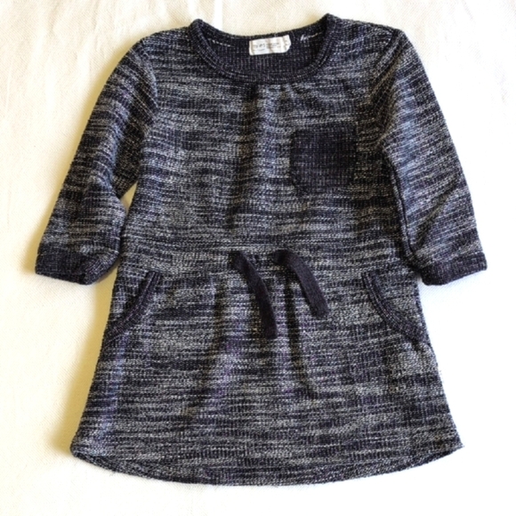 miles baby black marl woven knit tunic dress 12 months baby girl - Picture 1 of 7